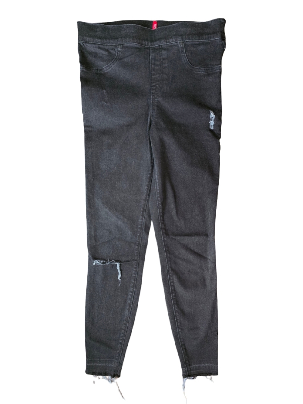 SPANX Pull On Black Skinny Jeans Distressed
